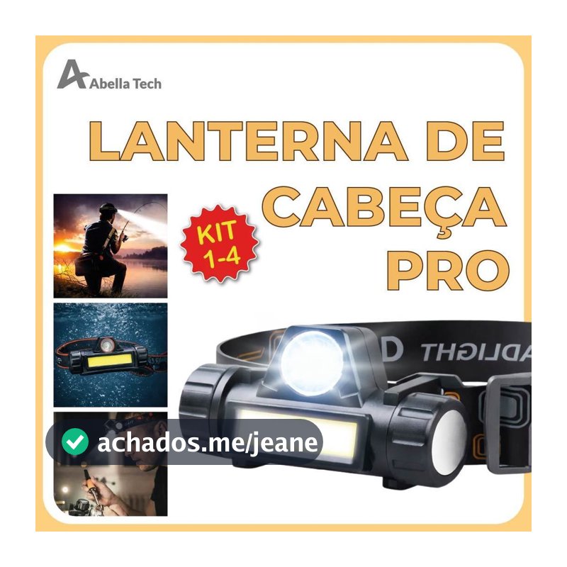 Lanterna de Cabeça Led Alta Potência com lanterna dianteira carregador USB Bivolt