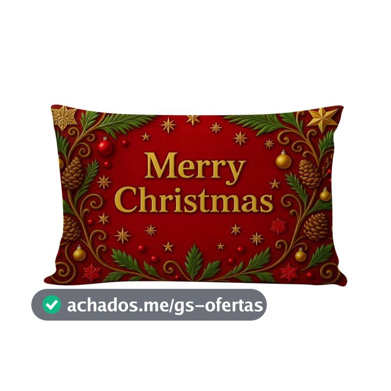 Capa de Almofadas Baguete Natalina Retangular 50x30cm Decorativa C/ Zíper Sala Quarto Feliz Natal