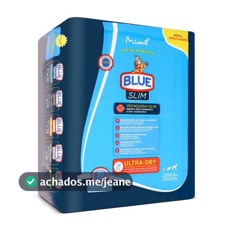 Tapete Higiênico Blue Slim Premium 90x60 cm 30 Unidades