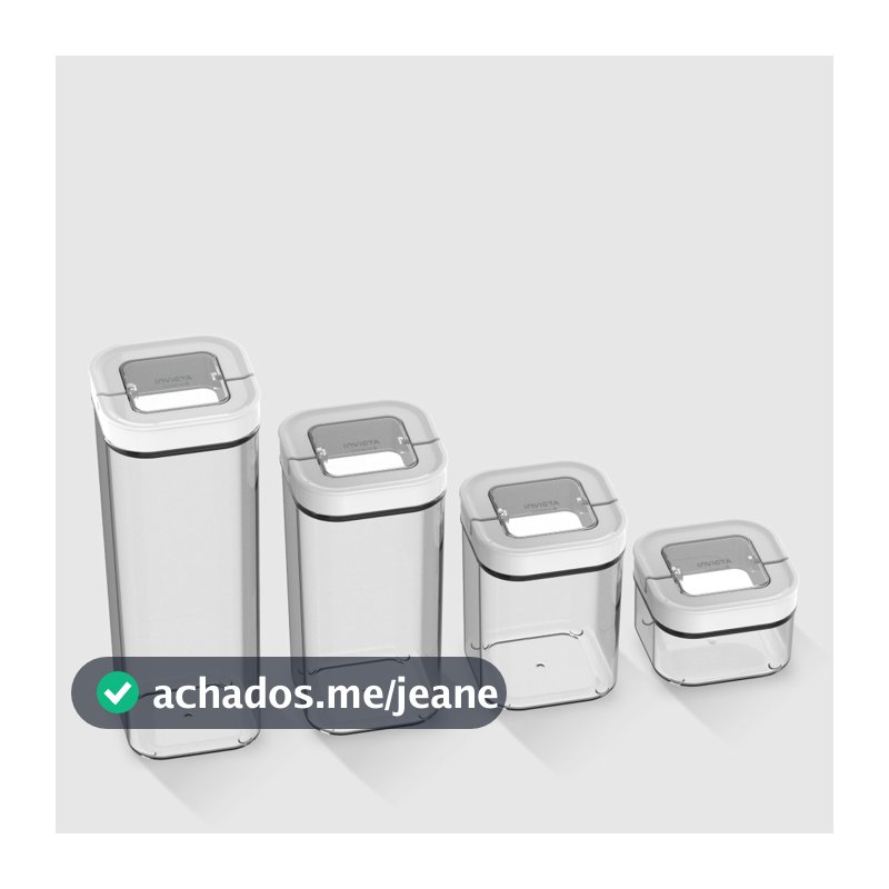 Kit com 4 Potes Herméticos Conserve It Branco Invicta