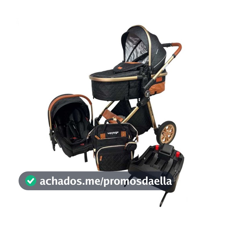 Carrinho De Bebê Europeu Luxo 3 Em 1 Voyage com Mochila - Bebê Conforto e Base Isofix Veicular
