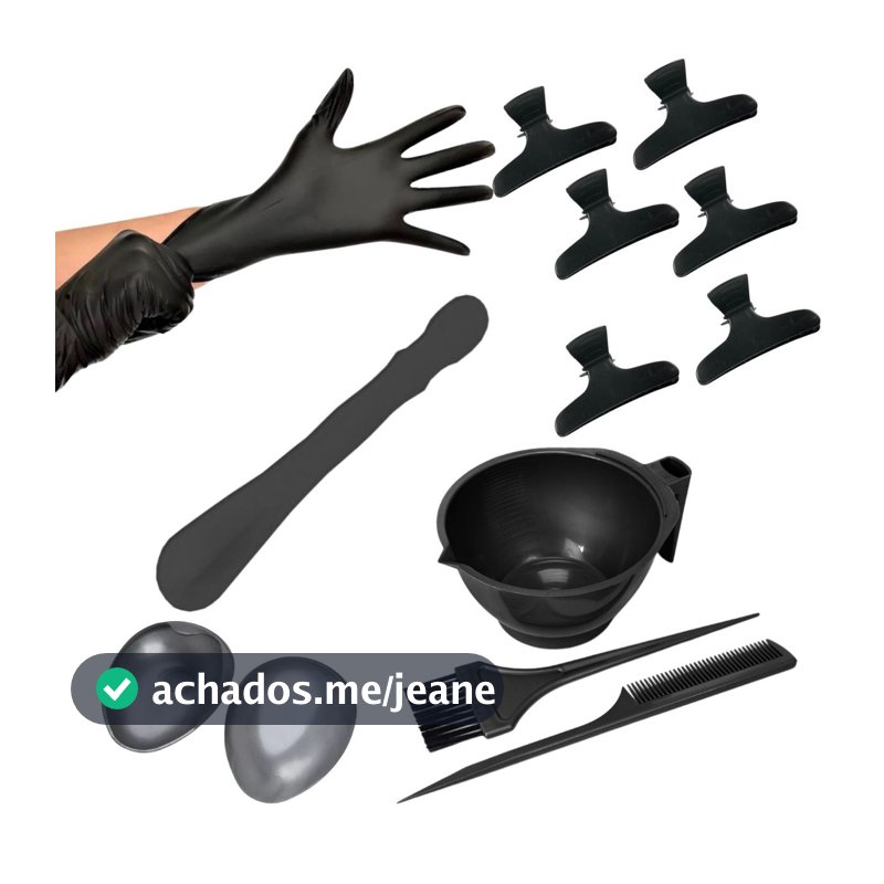 Kit Tintura completo Luvas Pincel Pente Tigela e Piranha