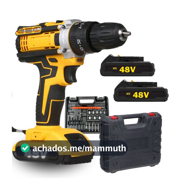 Parafusadeira Furadeira de Impacto Com 2 Bateria Recarregável Sem Fio 48v Com Maleta Completo