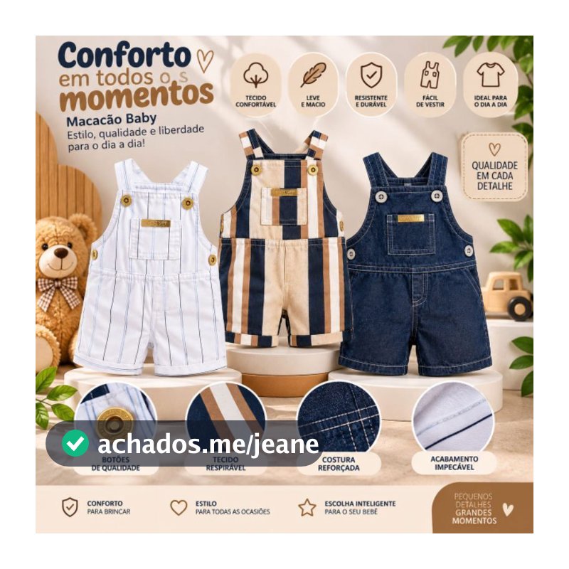 Jardineira Bebê Menino 3 a 6 Meses Macacão Infantil Curto Roupinha Masculina Verão Passeio Festa Confortável Estilo