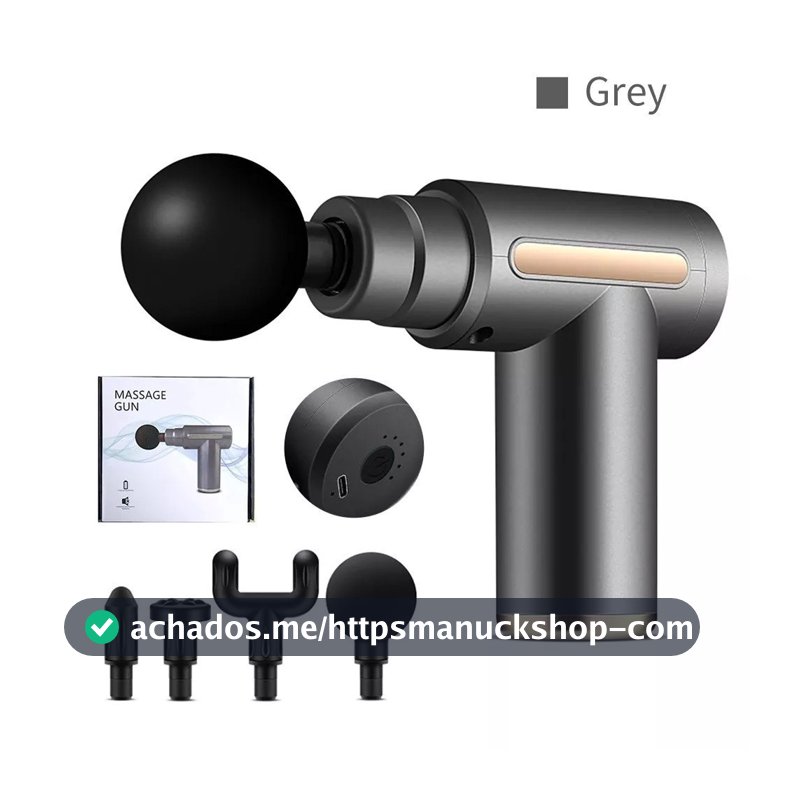 Pistola de Massagem Muscular Portátil Elétrica Profissional Recarregável USB com Múltiplas Ponteiras para Relaxamento