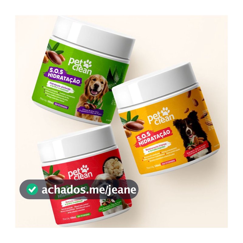 Pet Clean Combo Máscara Hidratação Nutrição Restauração S.O.S Pelo Cães e Gatos Cronograma 500g