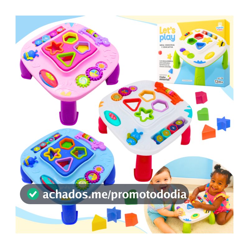 Mesinha Didática Infantil Educativa Sensorial Mesa Divertida Atividades Interativas Formas Encaixar
