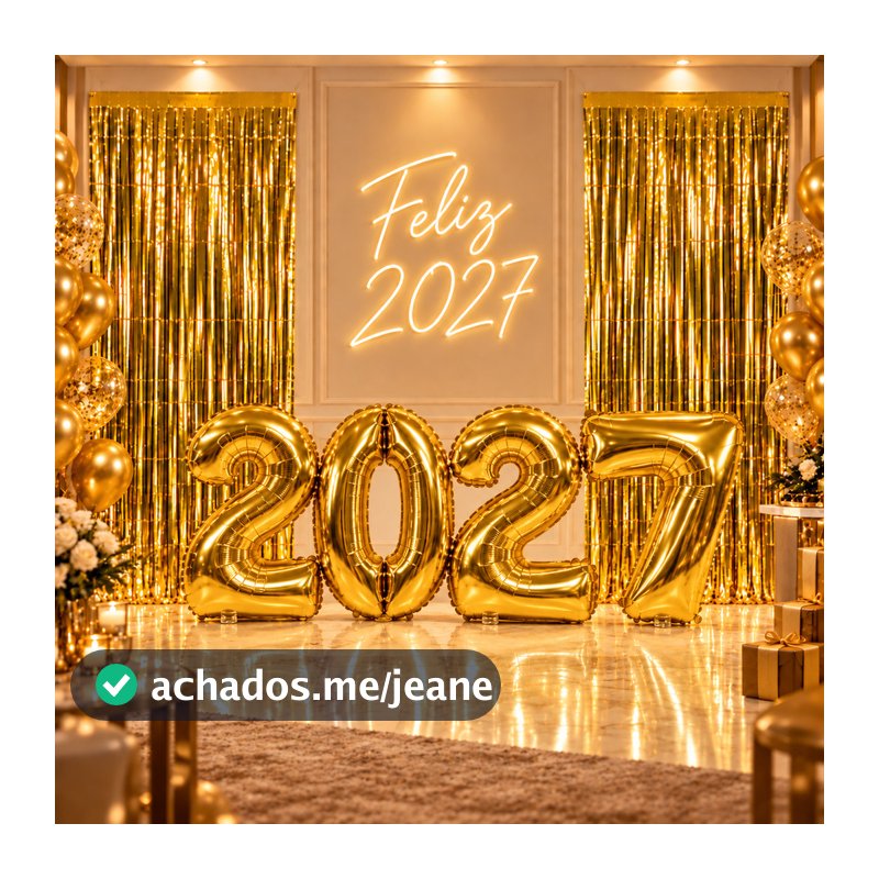 Balão Número 2027 com 2 Cortinas Metalizadas Decoração Festa Réveillon Ano Novo 2027
