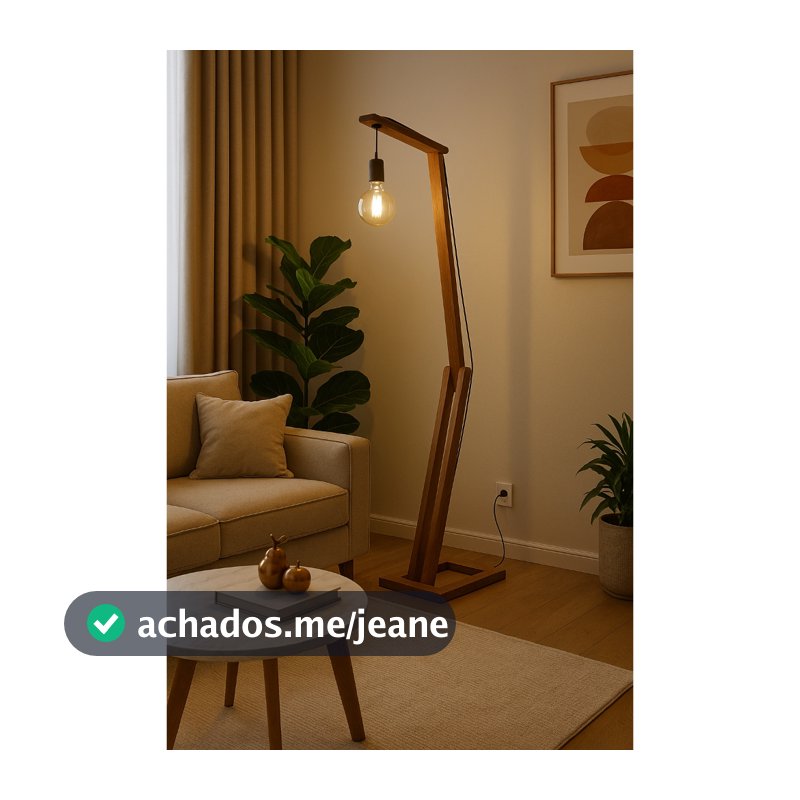 Luminária de chão ajustável minimalista Cor natural Madeira leitura decoração