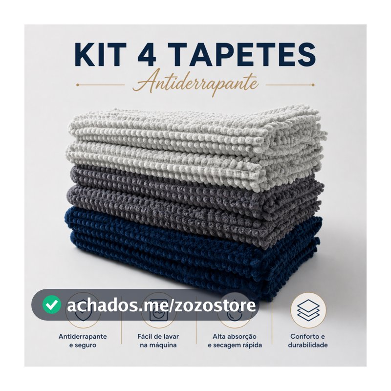 Kit Com 4 Tapetes Antiderrapante Banheiro Tipo Bolinha Em Microfibra 40x60 Alta Absorção Super Macio