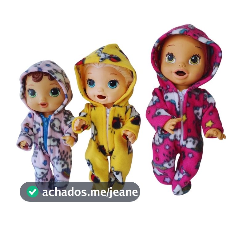 Mundo floral Roupa   Boneca Baby  Alive  Mini Reborn De 35Cm Macacão Longo C/Capuz ( PP.P.M.G)