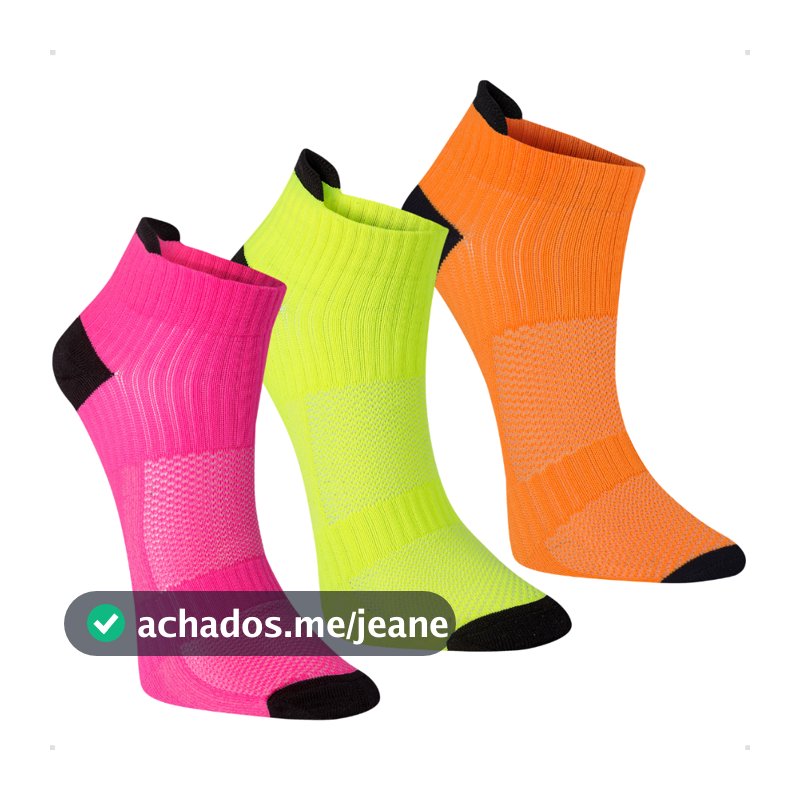 Kit 3 Pares Meia Performance Poliamida Unissex Cano Curto Soquete Esportiva Corrida Ciclismo