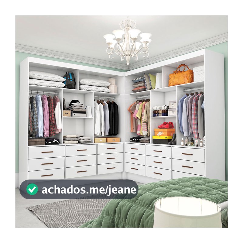 Closet Casal Duplo Sevilha Premium 18 Gavetas sem Portas Carioca Móveis