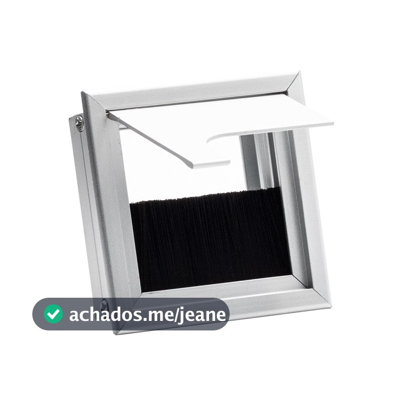 Passa Cabos e Fios De Aluminio Quadrado Para Mesa 80x80mm