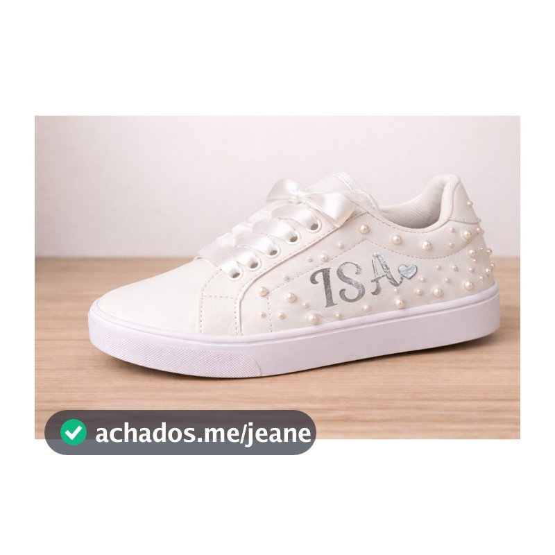 Tênis Personalizado com Pérolas | Noivos | Debutante | Tênis com Nome ou Iniciais + Data para Festa