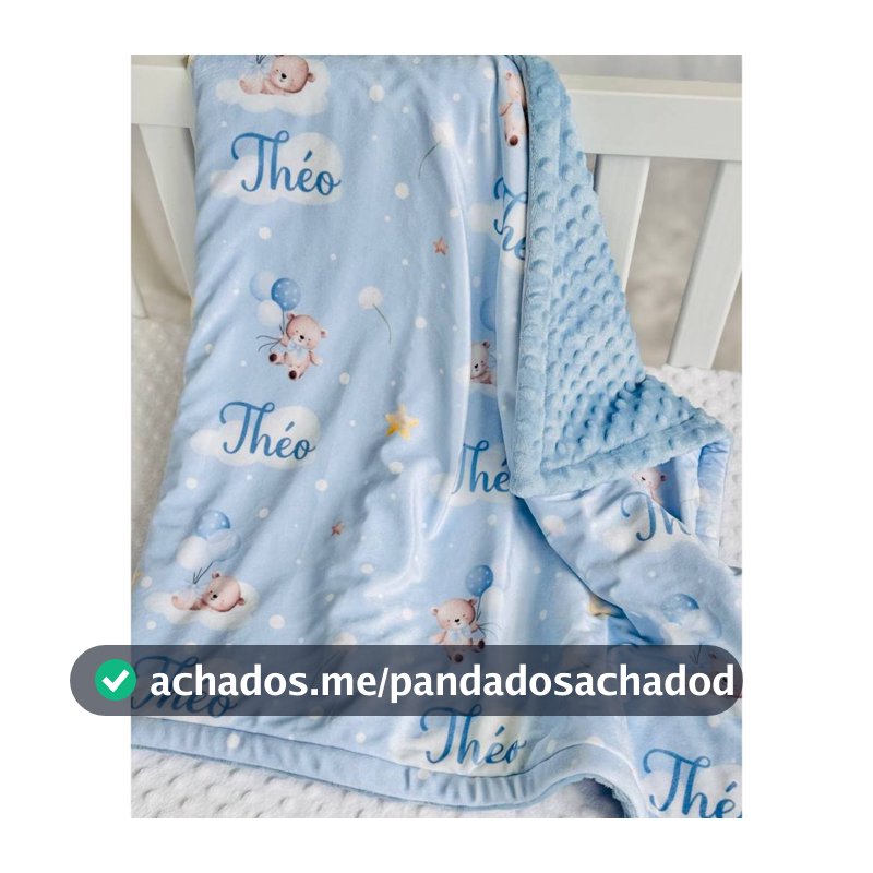 Manta Bebê Personalizada com NOME | Pequena tamanho 70x90cm | Opcional com Touca e Caixa de Presente