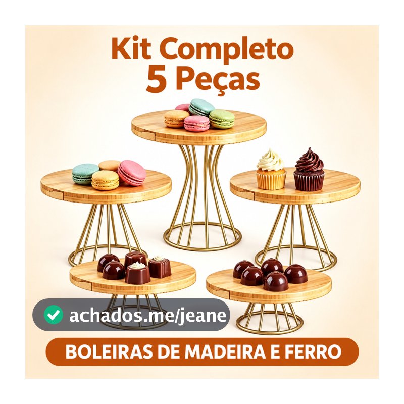 Kit Boleira Bandejas Decoração Festa Expositor Doces 5 Peças