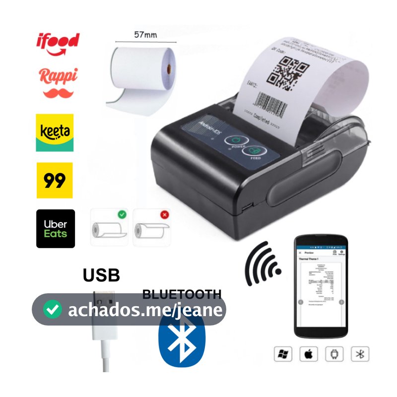 Mini Impressora de Etiqueta Termica Bluetooth Portátil Térmica 58mm Compatível Com Android IOS