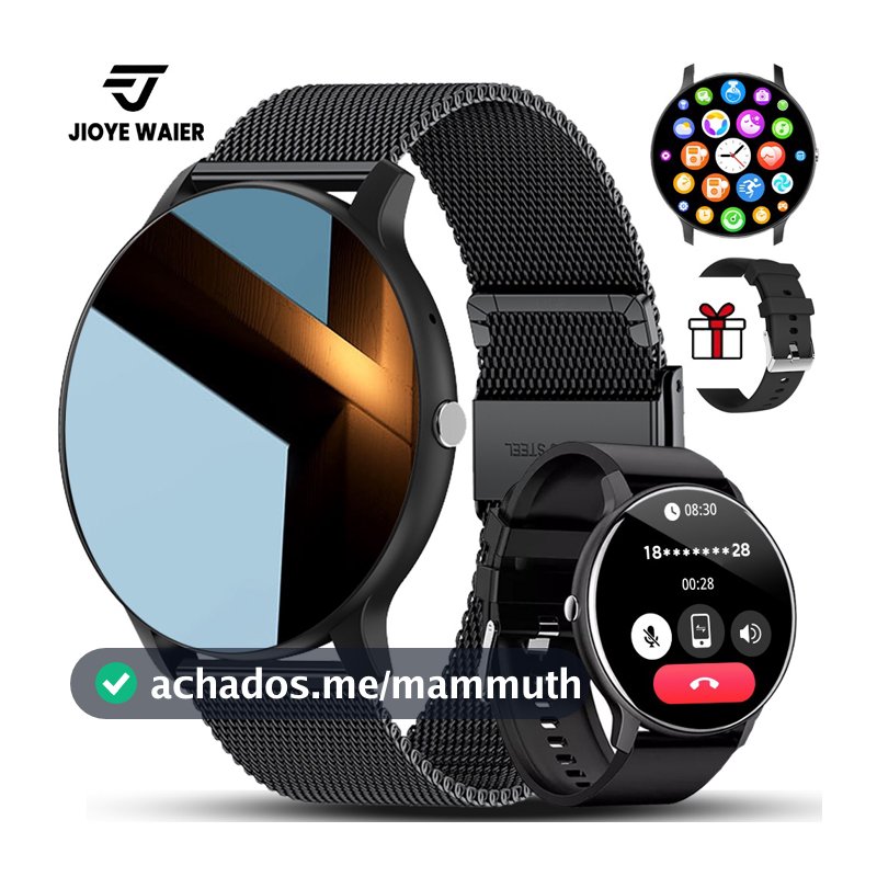 JIOYE Smartwatch Relogio Chamada Bluetooth à Prova d'Água Fitness Esporte Relógio Smartwatch Redondo