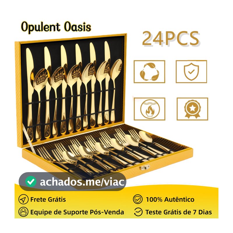 Opulent Oasis Kit Jogo Talheres Inox 24pçs Slim faqueiro Em Aço para cozinha utensílios domésticos
