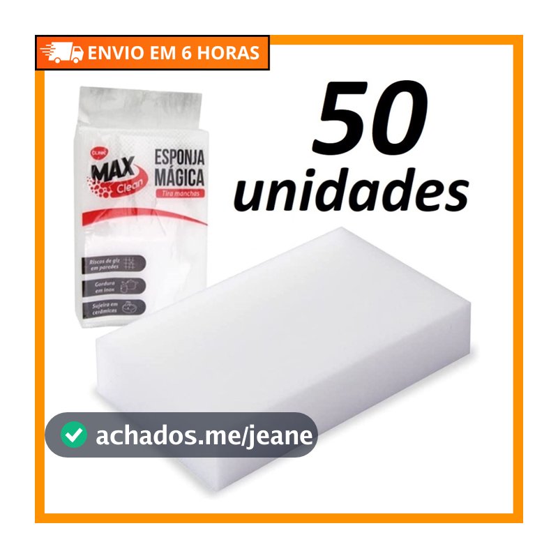 Kit 50 Esponjas Mágicas Brancas Removedoras de Manchas — Limpeza Profunda Sem Produtos Químicos