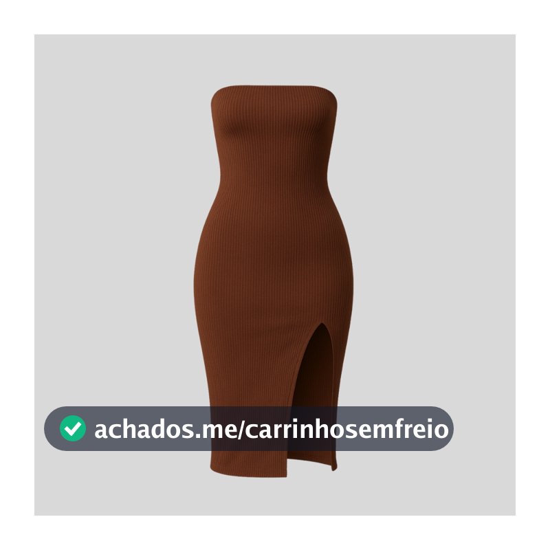 Vestido Midi Feminino Tomara Que Caia Canelado Premium com Fenda Moda Elegante
