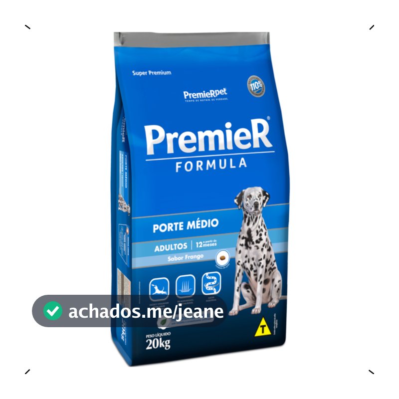 RAÇÃO PREMIER FORMULA ADULTO RAÇA MEDIA 15KG