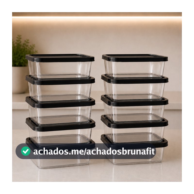 Kit 6 Marmitas Fitness 500ml Potes Reutilizável Transparente BPA Free Microondas Freezer Organizador