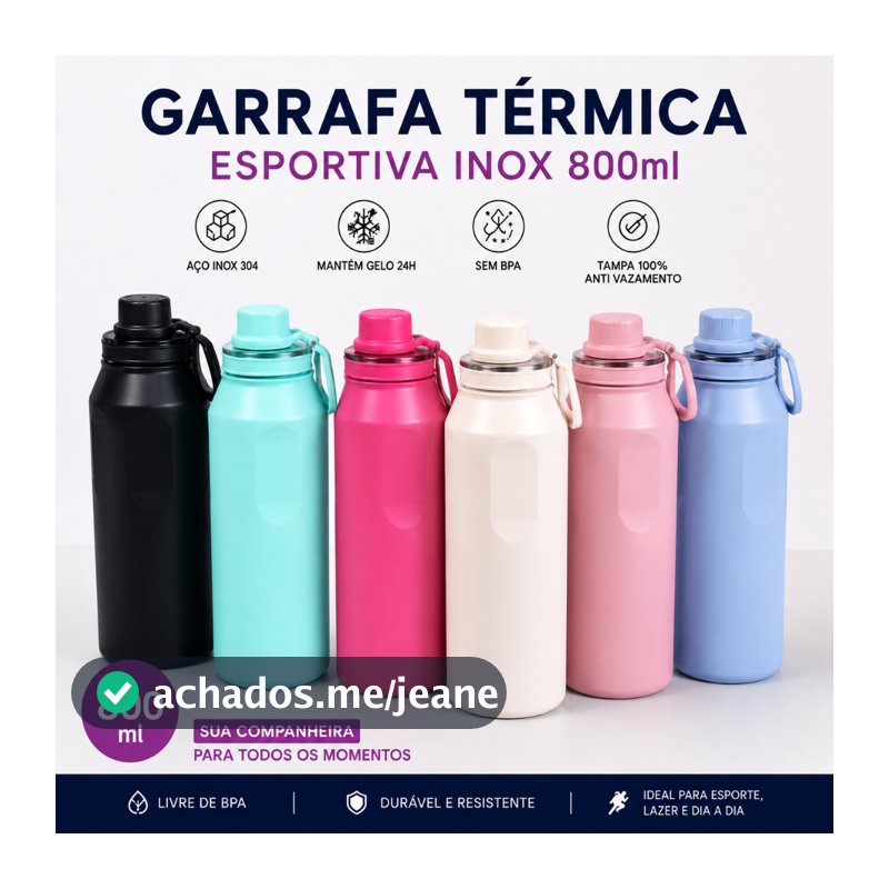 Belifou Glitter Garrafa Térmica Portátil De 800 Ml Com Isolamento Duplo Adequada Para Academia