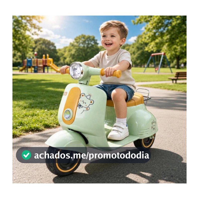 Triciclo Infantil Eletrico Avespa Scooter Maral 6V Luz e Som Farois de Led Bagageiro Traseiro Menina e Menino