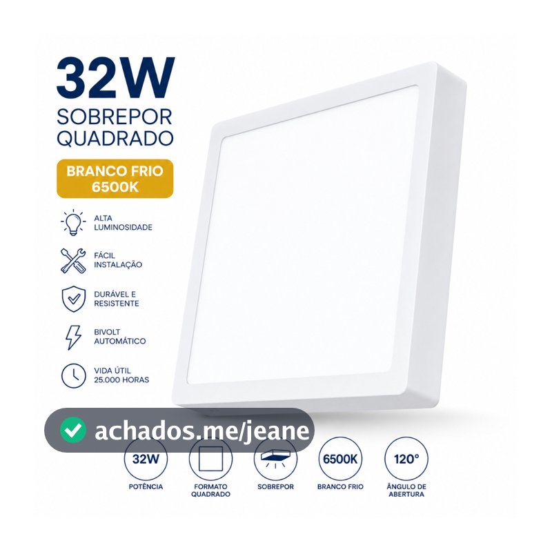 Plafon Sobrepor/Embutir Quadrado Led 32w Painel Bivolt 30x30