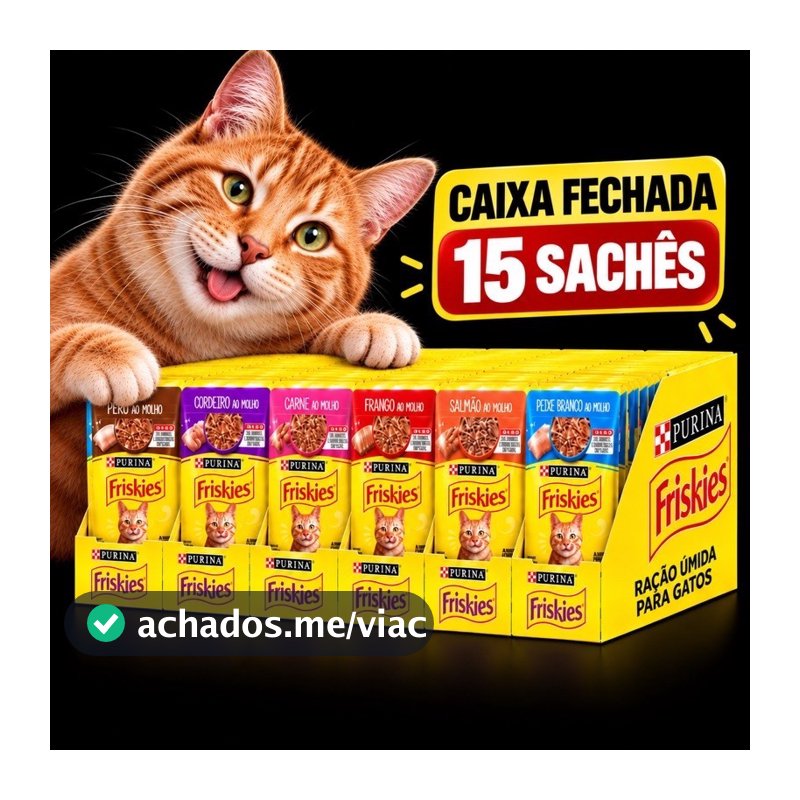 Sachê Friskies Kit 15 unidades Ração Umida Gatos Vários Sabores e Qualidade pet Gatos