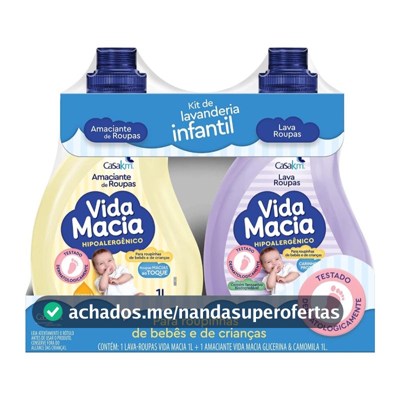 Kit Vida Macia Para Roupinhas de Bebê Lava Roupas 1L + Amaciante 1L