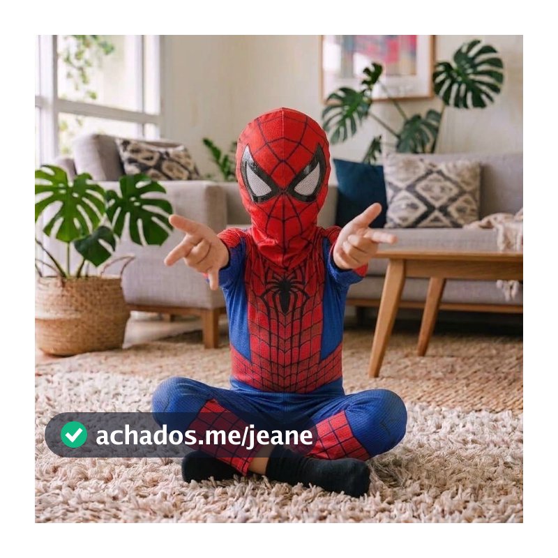 Roupa Macacão Infantil Fantasia Homem Aranha com Máscara de Tecido Filme