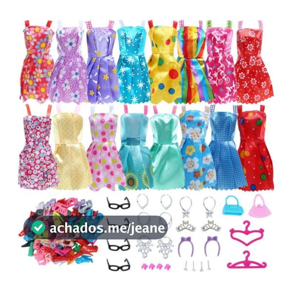Roupa Para Boneca Kit Com 42 Acessórios, Sapatos, Bolsas e Roupas - Perfeito Para Presente