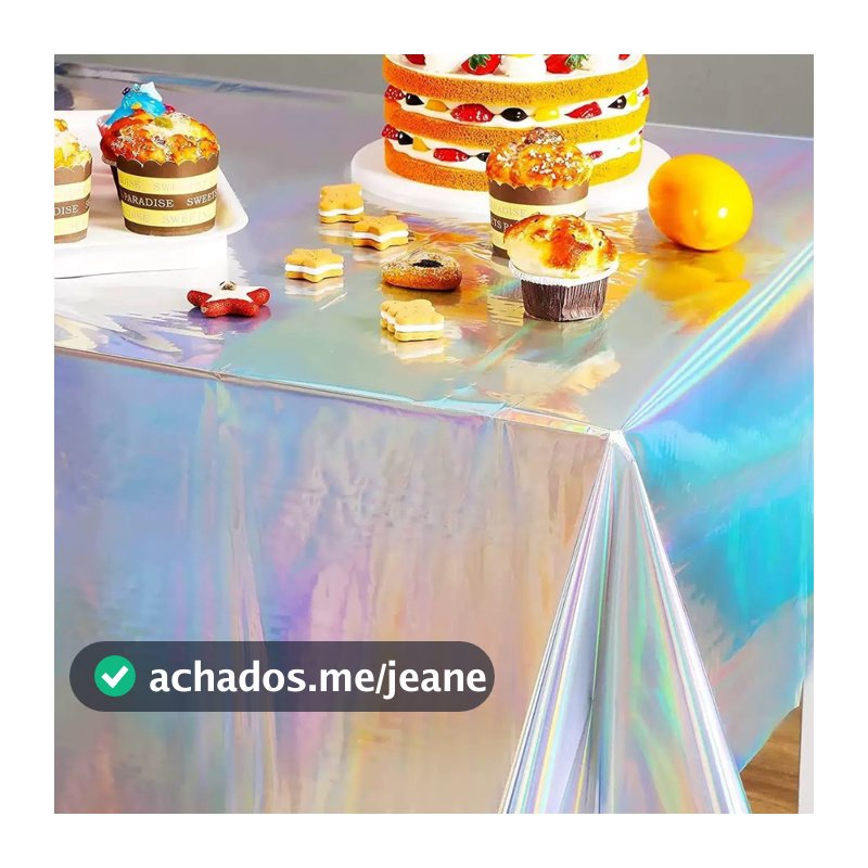 Toalha de Mesa Plástica Holográfica Resistente - Decoração de Festa 137x274CM
