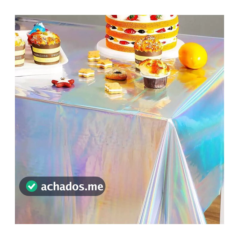 Toalha de Mesa Plástica Holográfica Resistente - Decoração de Festa 137x274CM