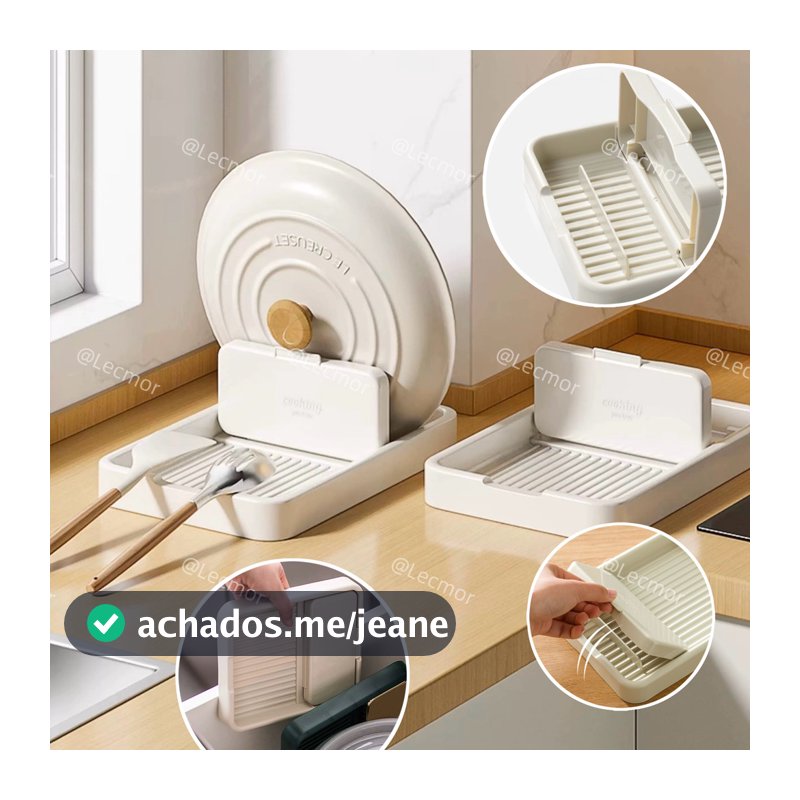 Porta Tampa de Panela Dobrável Multiuso Organizador de Bancada Cozinha