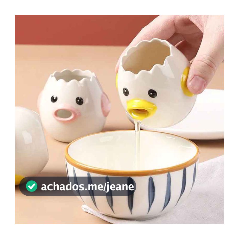 Separador de Ovo e Gema - Porcelana - Amarelo e Rosa Cozinha