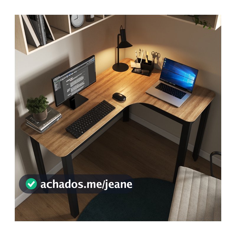 Mesa Gamer Legos 120cm em L de Canto para Home Office Setup Escrivaninha Geek Com Cantos Arredondados Design Moderno