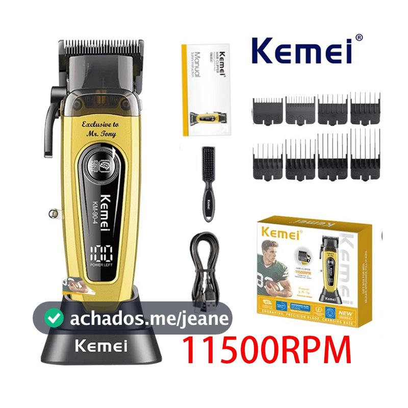 Kemei Profissional 11500 RPM Máquina De Cortar Cabelo Para Barbeiros Recarregável Aparadores Sem Escova Motor Corte De H