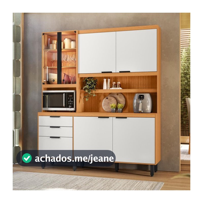 Kit Cozinha Murano 7 Portas 2 Gavetas com LED Poliman