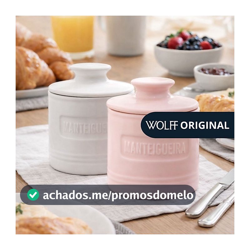 Manteigueira Francesa Matte Rosa Branca em Cerâmica - Wolff