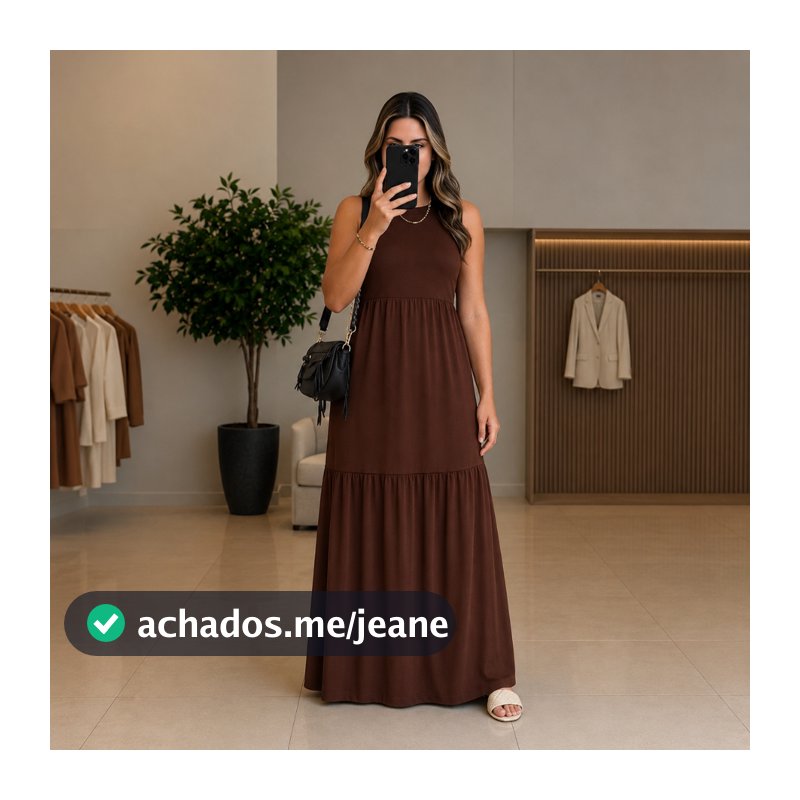 Vestido Feminino Longo Cavado 3 Marias Marrom Inverno 502