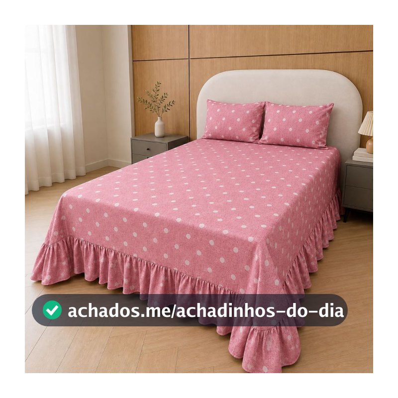 Lençol Colcha de Babado Estampada 2,40mx2,50m - Toque de Algodão Belíssima