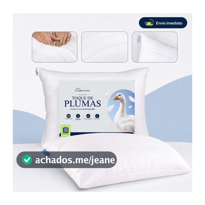 Kit 2 Travesseiro Pluma de Ganso em Espuma Travesseiro Firme Descanso 70x50cm Anti Alergico Conforto