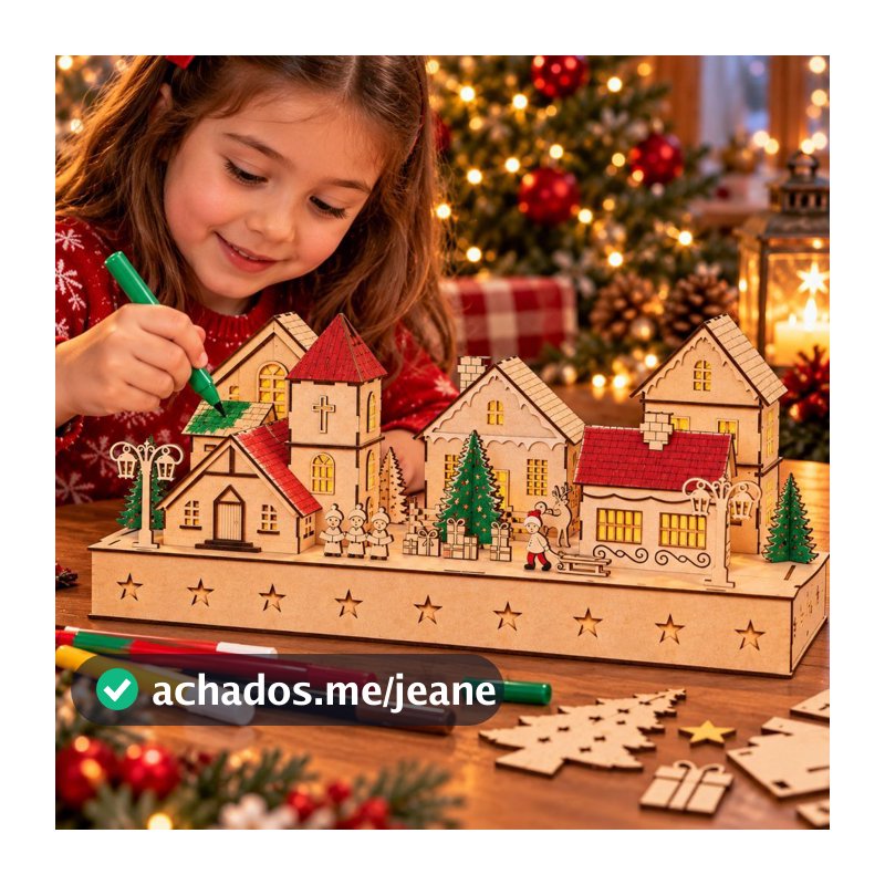 Cidade natalina vila de natal em MDF com casinhas para montar e pintar.