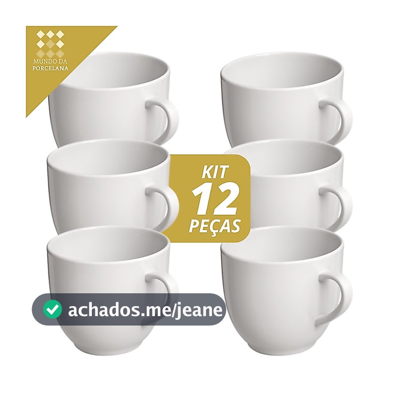 Jogo 12 Xicara Cafe Cha Porcelana Lisa 95ml Branco Chicara Hotel Padaria Cafeteria Casa Caneca