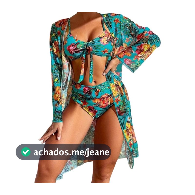 Biquínis De Alça Espaguete Roupa De Banho Para Mulheres 3 Peças Maiô Dividido Feminino Estampa Floral Com Saída De Quimo