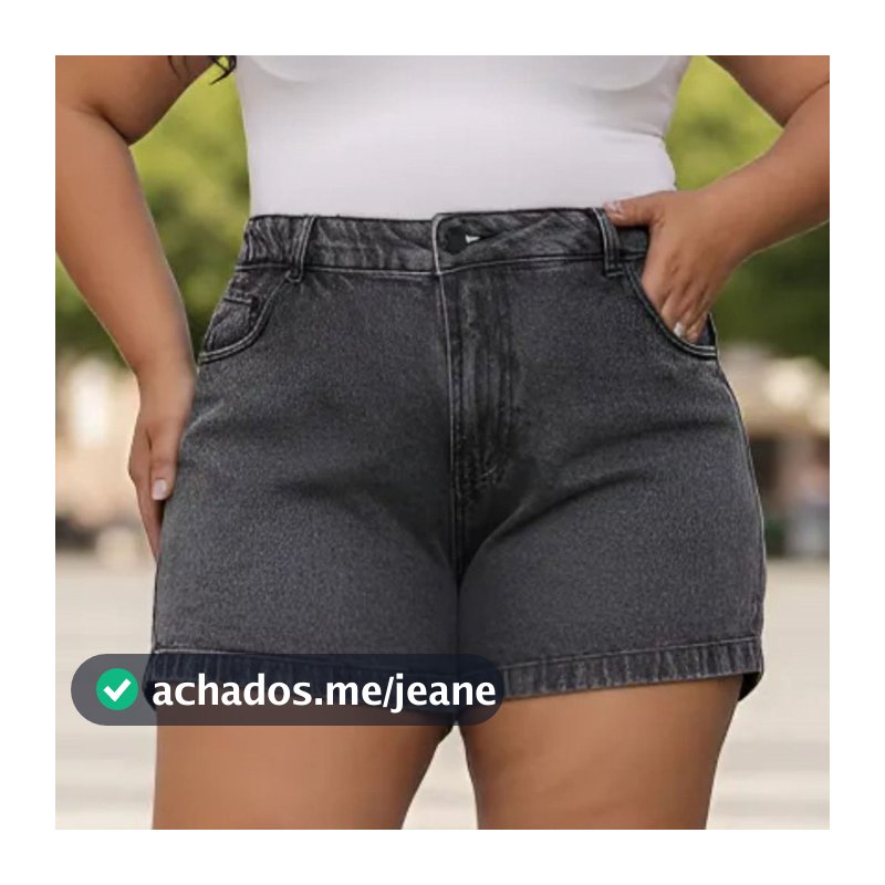 Shorts jeans feminino PLUS SIZE MOM GRAFITE 46 ao 56